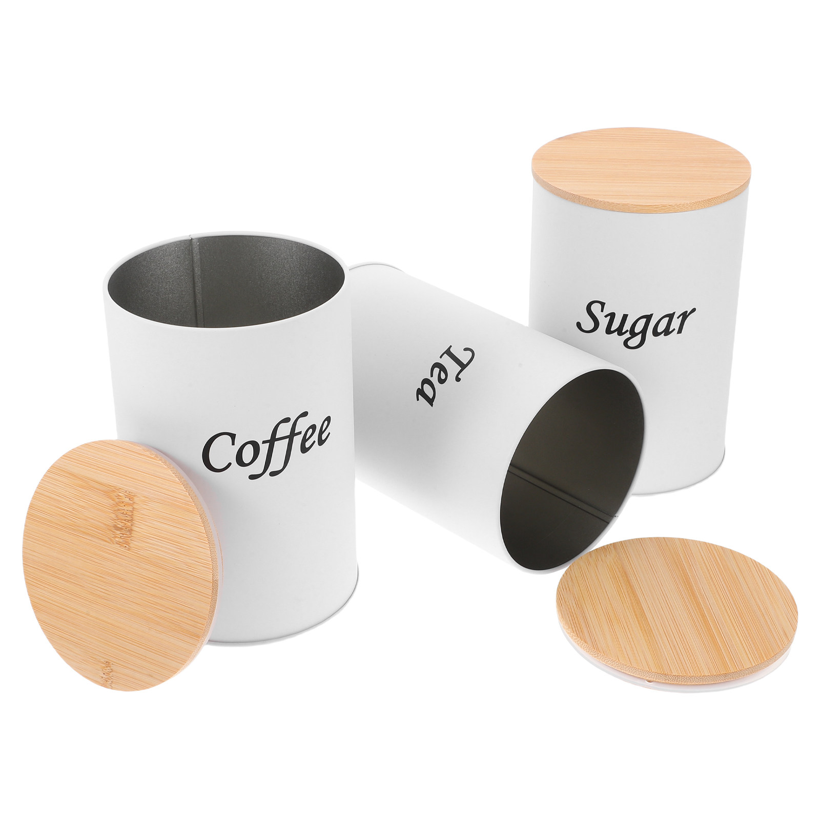 Coffee Tea And Sugar Canisters - Juego de 3 Recipientes Herméticos Redondos