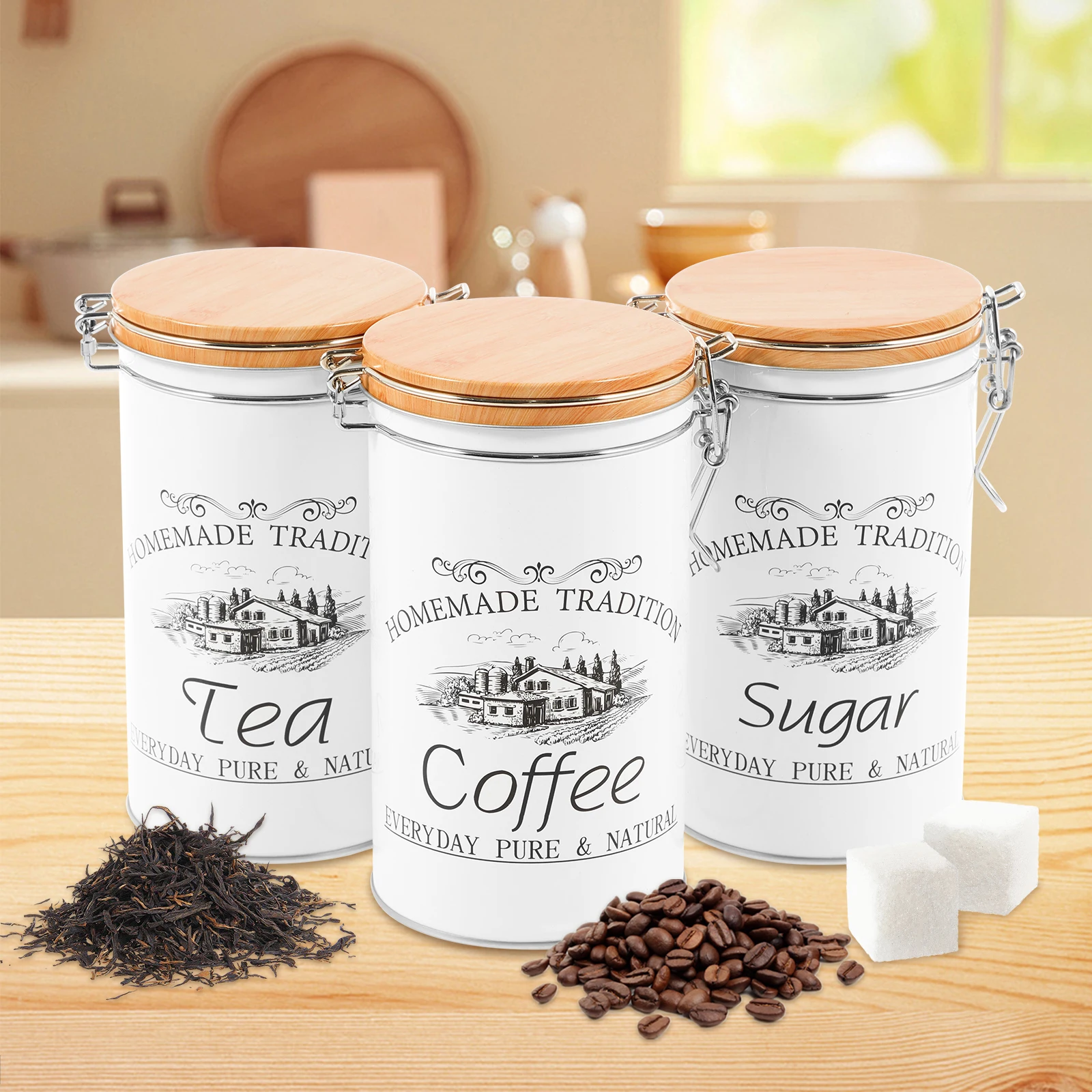 Coffee Tea And Sugar Canisters - 3 unids/set de botes de azúcar