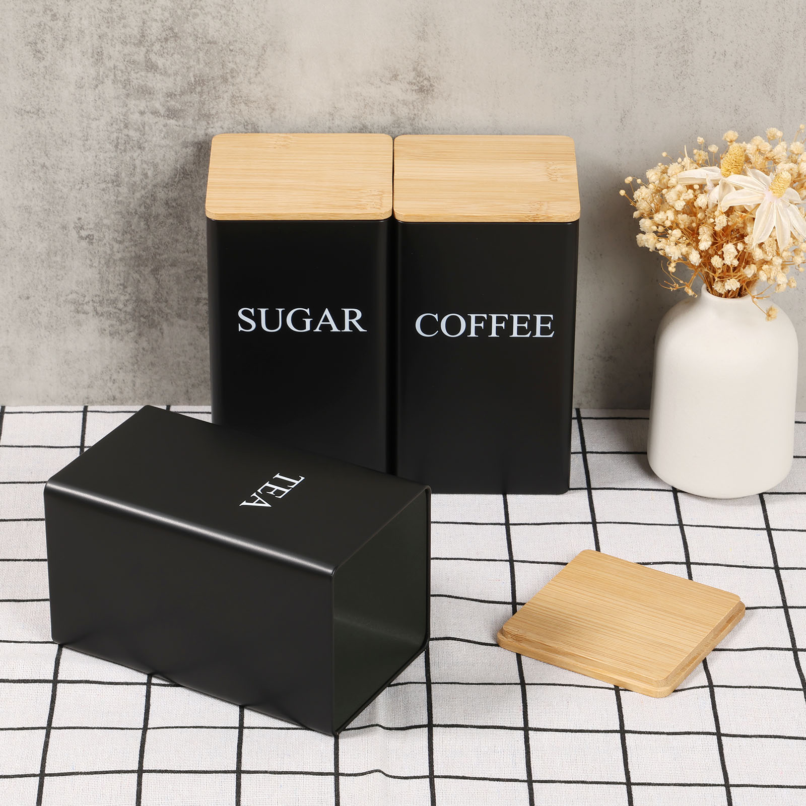Coffee Tea And Sugar Canisters - Tarro de almacenamiento de granos de