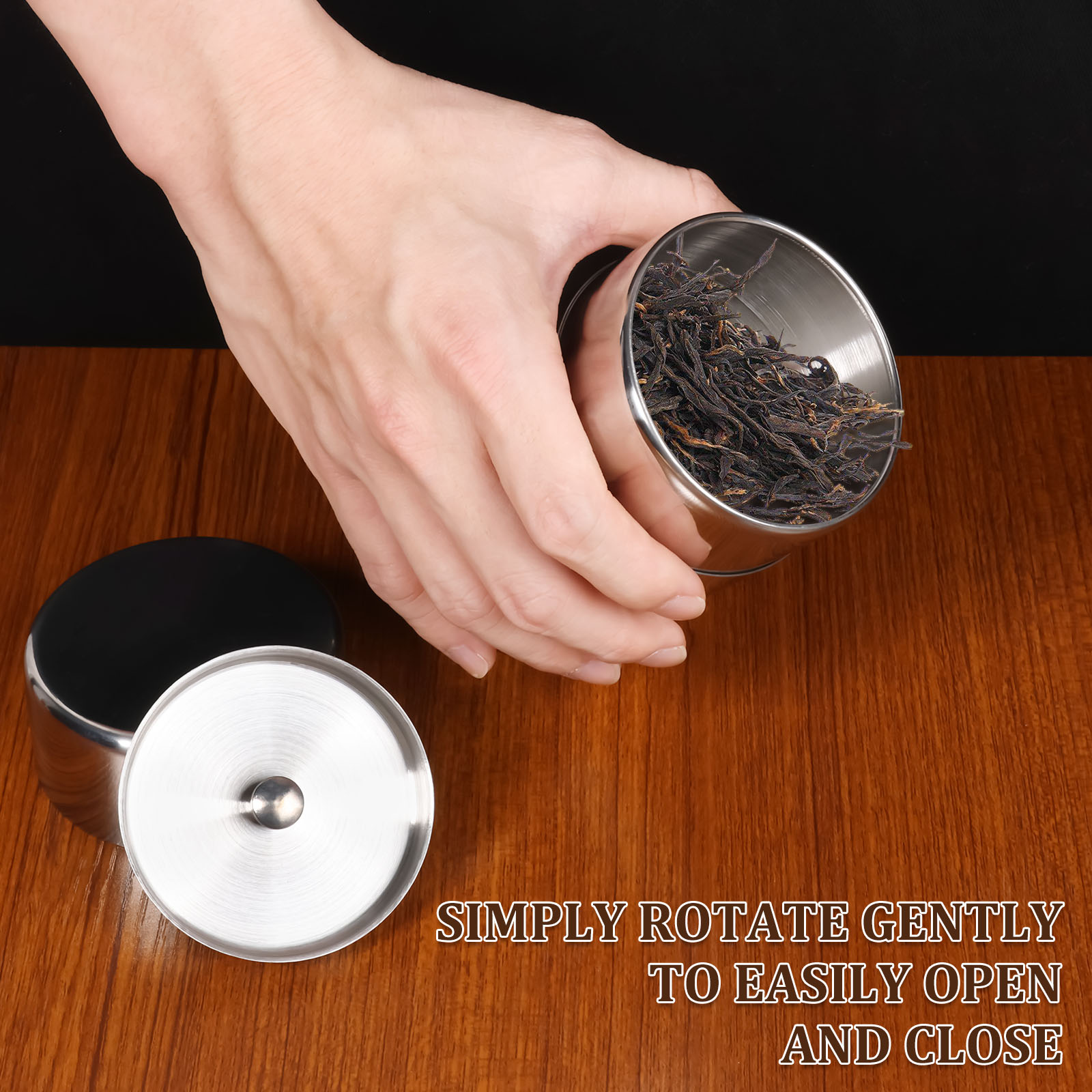 Latas de hojas de té de acero  - Coffee Tea And Sugar Canisters reseña y precio