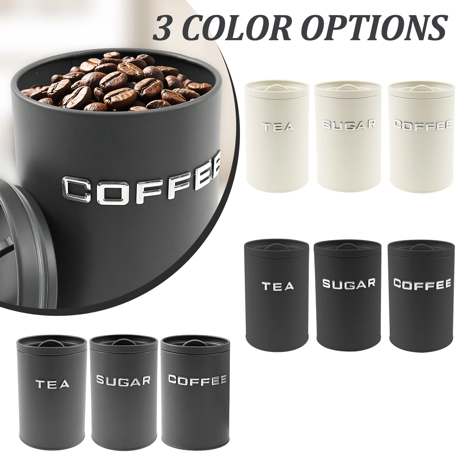 Tarro redondo de Metal para co - Coffee Tea And Sugar Canisters reseña y precio