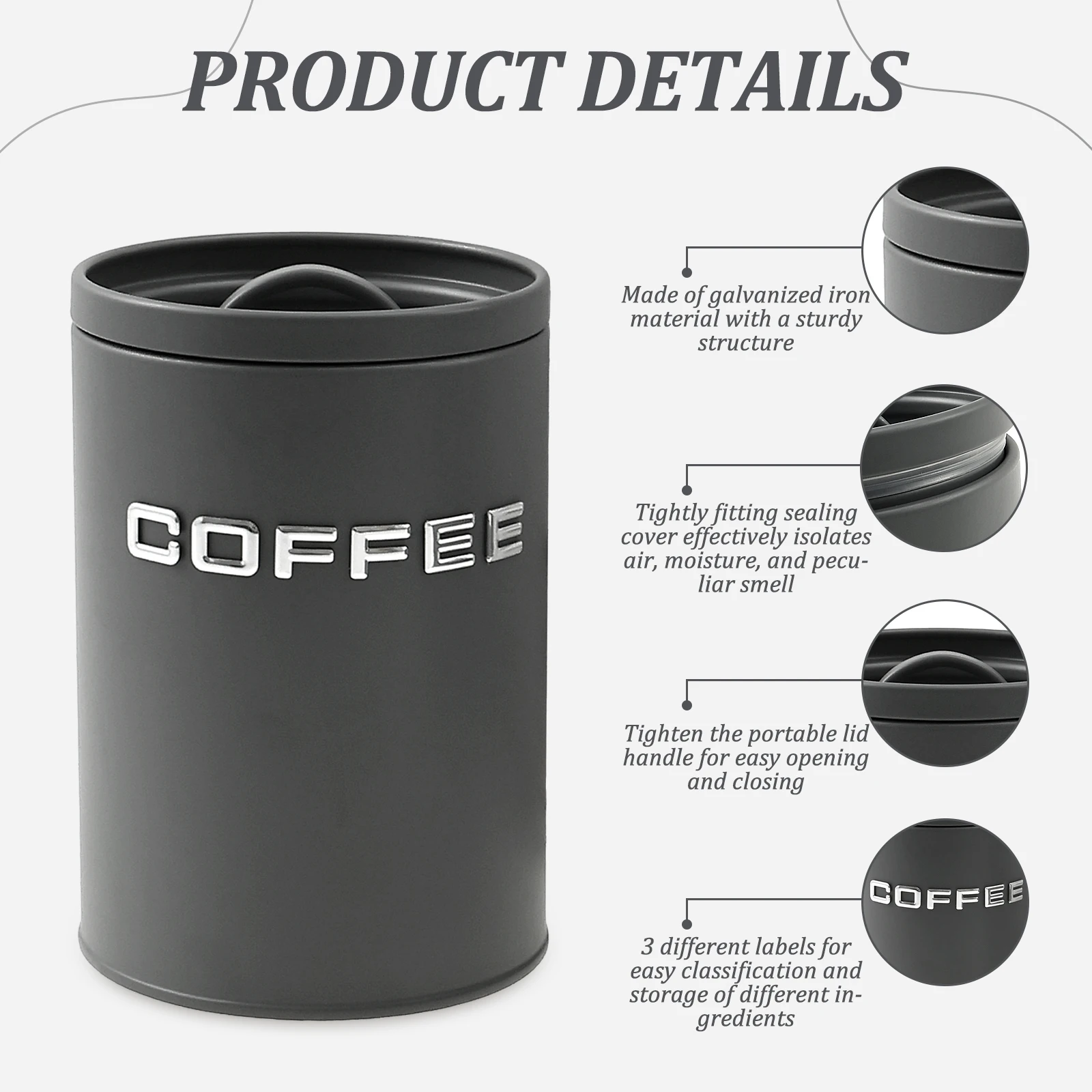 Tarro redondo de Metal para co - Coffee Tea And Sugar Canisters reseña y precio