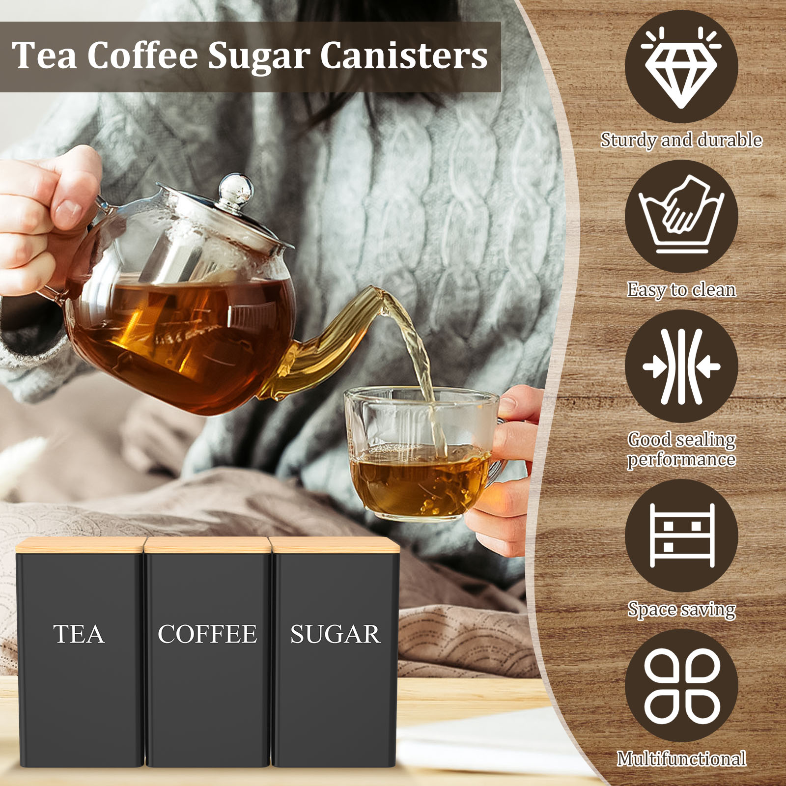 Tarro de almacenamiento de gra - Coffee Tea And Sugar Canisters reseña y precio